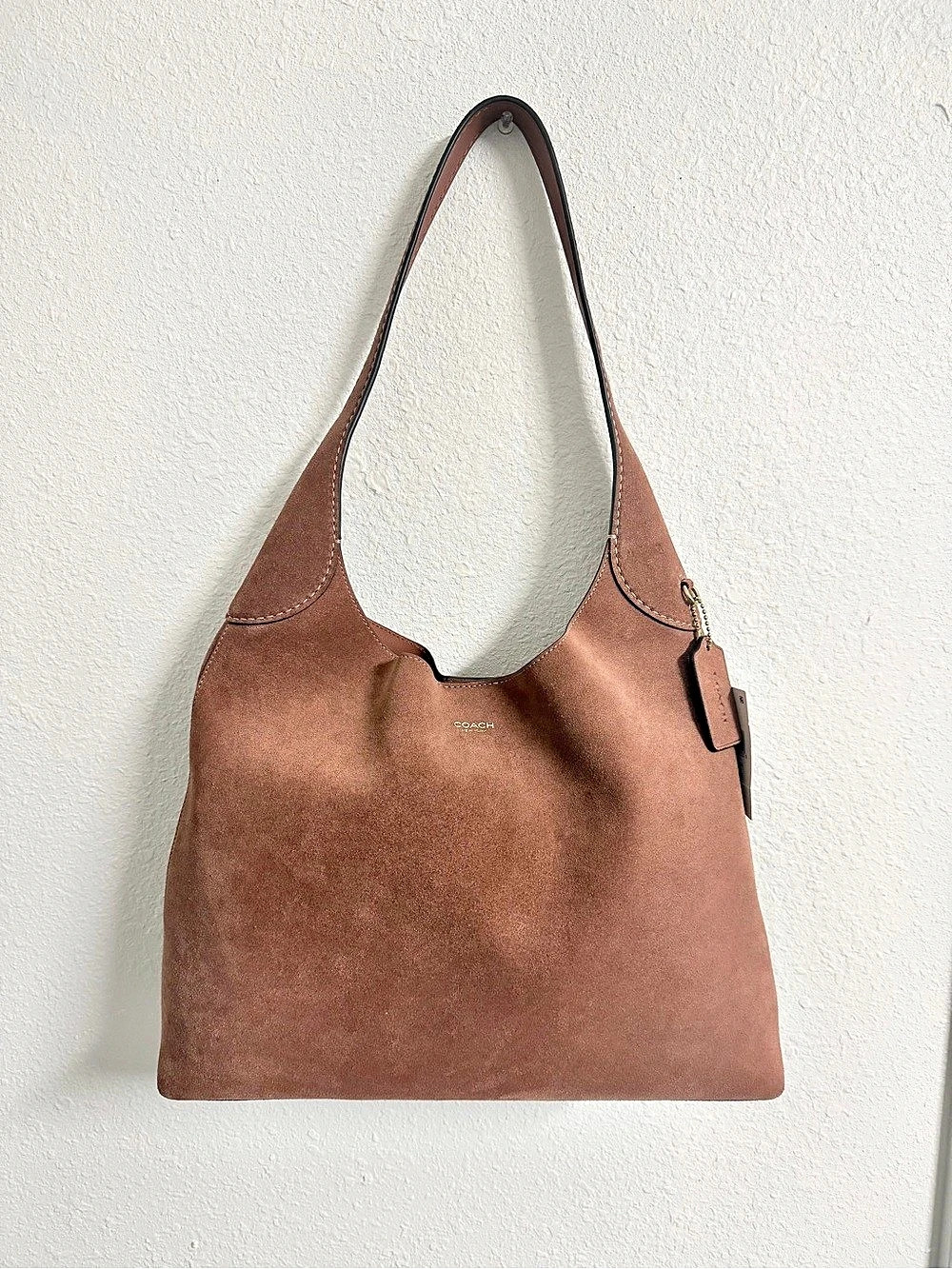 Coach Sutton Hobo Bag Suede Shoulder Bag in Brown NWT